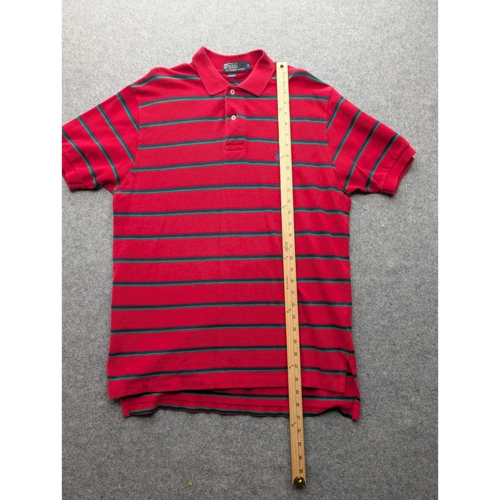 Ralph Lauren Men's Polos Shirt Medium Red Blue Green Stripe Short Sleeve